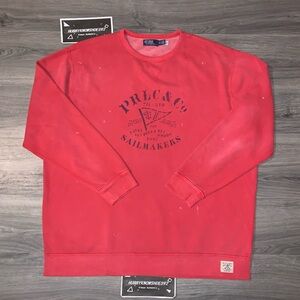 POLO RALPH LAUREN Men's Big & Tall Pastel Red Fleece Graphic Sweatshirt NWOT